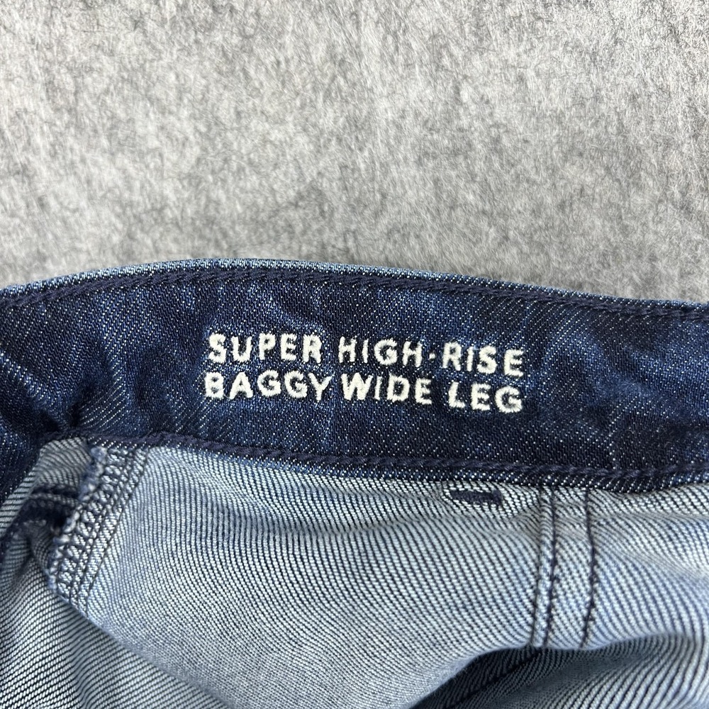 American Eagle Jeans Womens 6 Short Blue Super High Rise Baggy Wide Leg Denim - Picture 4 of 16